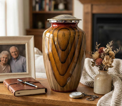 eSplanade Cremation Urn Memorial Human Ashes Container Jar Pot | Burial Funeral Urns | - Yellow - 10 Inches (Full Size)