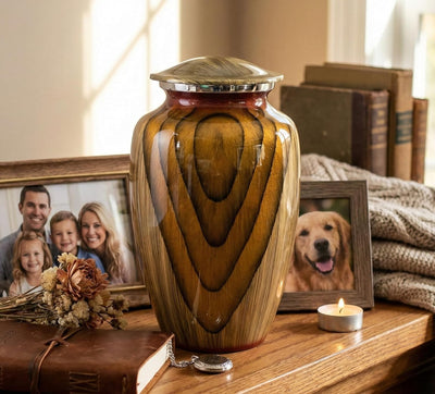 eSplanade Cremation Urn Memorial Human Ashes Container Jar Pot | Burial Funeral Urns | - Yellow - 10 Inches (Full Size)