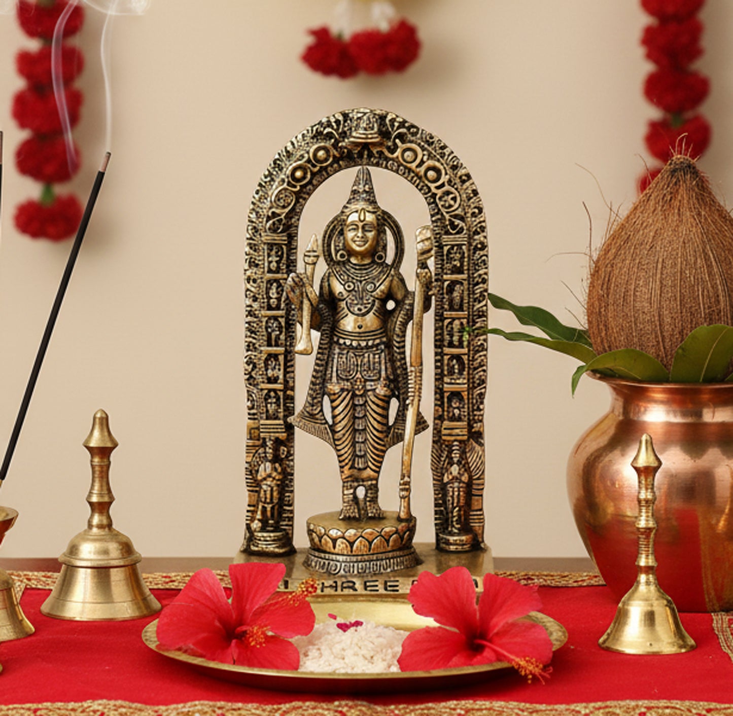 ESPLANADE Brass Ram Lalla Shri Ram Ayodhya Temple Murti Idol Statue Sculpture | Golden - 7 Inches