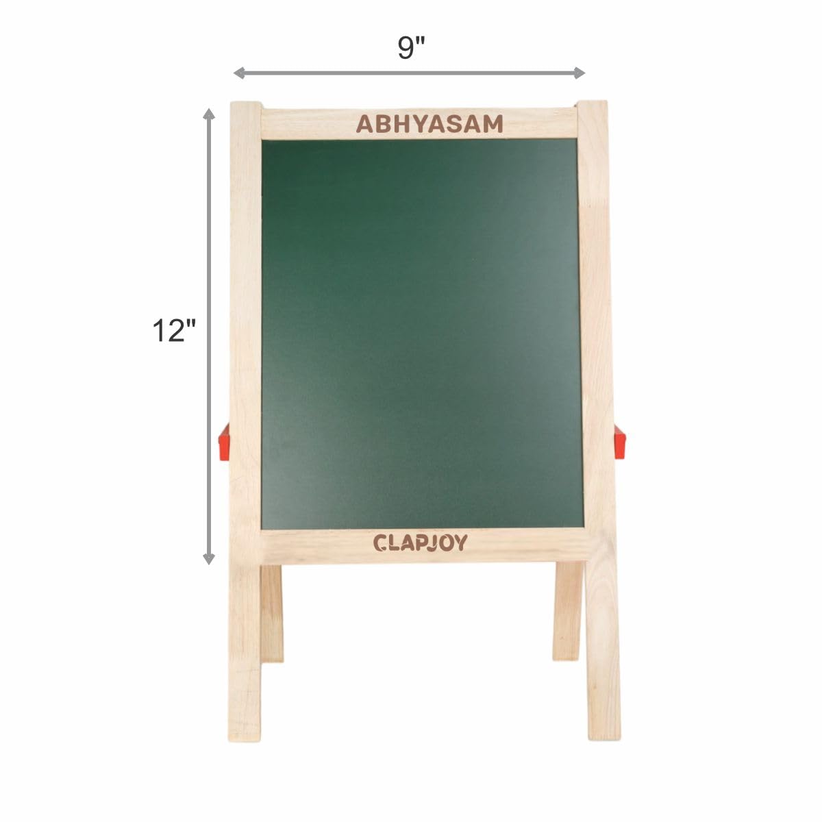 Clapjoy Abhyasam Wooden Double-Sided Small Easel Board for Kids – 9x12 inch Whiteboard & Black Board with Chalks, Duster & Markers | Fun Learning & Creativity (Small)