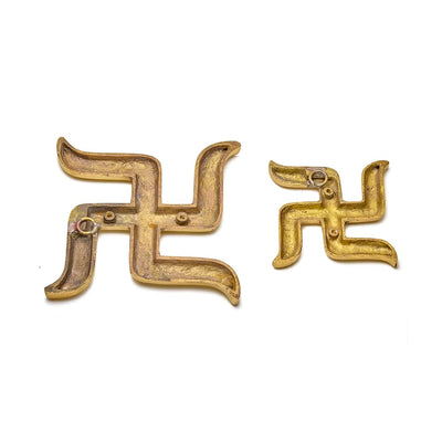 eSplanade Brass Swastik Sathiya Wall Hanging Yantra – | Auspicious Vastu Religious Symbol for Home Temple, Pooja Room & Door Décor | Handmade Antique Decorative Showpiece (3.5 Inches)