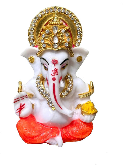 ESPLANADE Resin Ganesh Murti for Car Dashboard Ganesha Idol for Home Temple & Office Desk Décor, Ganpati Miniature Statue for Mandir (3.4" Inches)