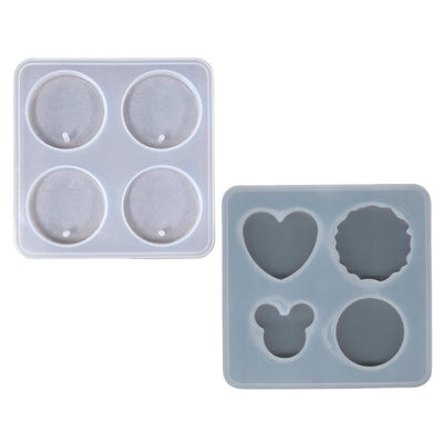 IVEI Keychain Making Resin Mold Silicone Set of 2 for Crafting, Keychains, Pendant, Jewelry, Earrings Making – DIY Home Decoration Tools, Resin Tools, Christmas Birthday Gifts – Round, Heart, Agate, Hexagon & Mickey Shaped Keychain