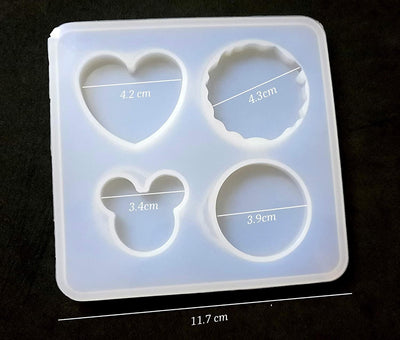 IVEI Keychain Making Resin Mold Silicone Set of 2 for Crafting, Keychains, Pendant, Jewelry, Earrings Making – DIY Home Decoration Tools, Resin Tools, Christmas Birthday Gifts – Round, Heart, Agate, Hexagon & Mickey Shaped Keychain