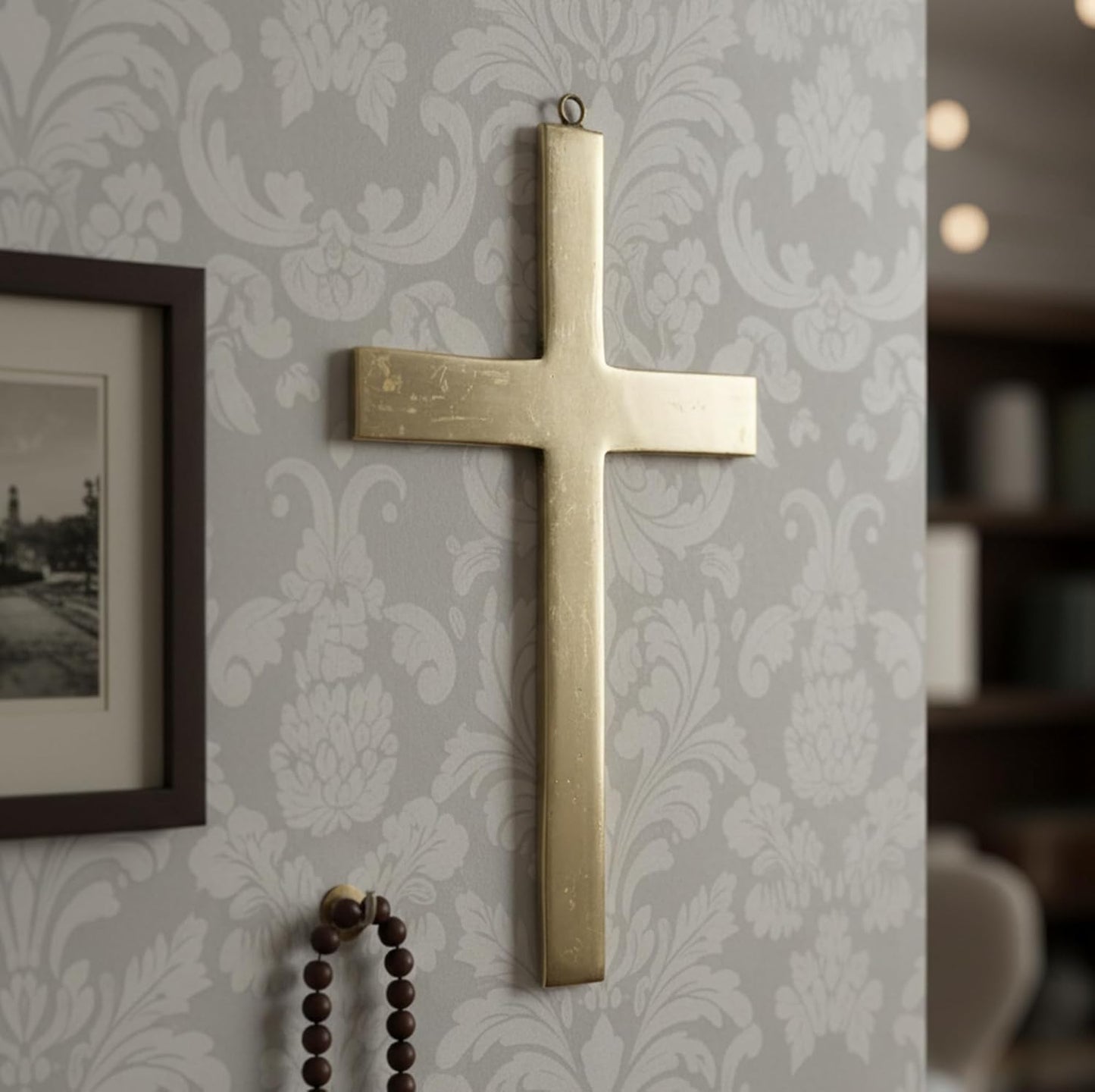 ESPLANADE Brass Jesus Christ Cross – Holy Cross, Antique Look Idol, Christian Cross for Prayer, Christmas Gifts, Home Office Décor, Housewarming Gifts