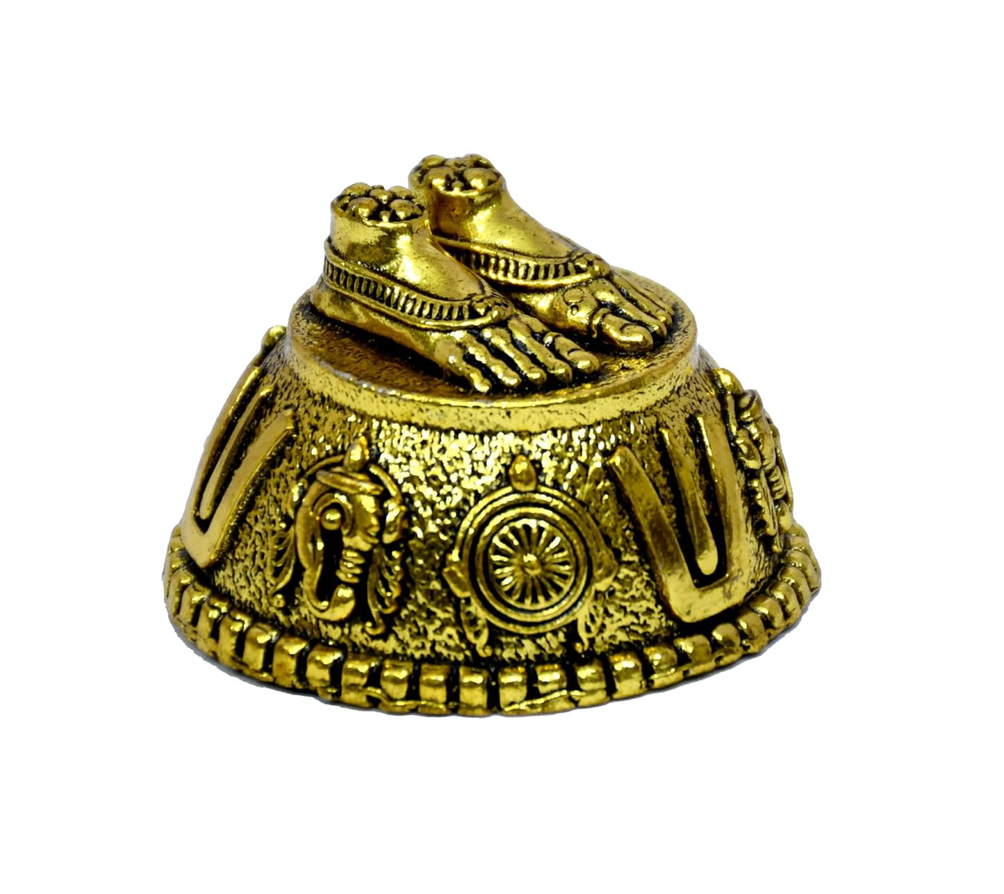 ESPLANADE Brass Balaji Charan Paduka for Car Dashboard Decoration, Vishnu Lakshmi Charan Paduka, Venkateshwara Swamy Idol Feet, Tirupati Balaji, Car Dashboard God Idol, Pooja Items for Pooja Room 3cm