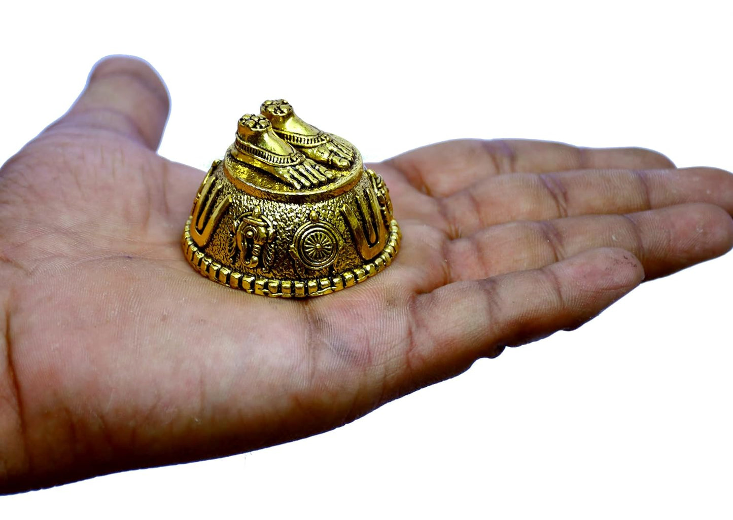 ESPLANADE Brass Balaji Charan Paduka for Car Dashboard Decoration, Vishnu Lakshmi Charan Paduka, Venkateshwara Swamy Idol Feet, Tirupati Balaji, Car Dashboard God Idol, Pooja Items for Pooja Room 3cm