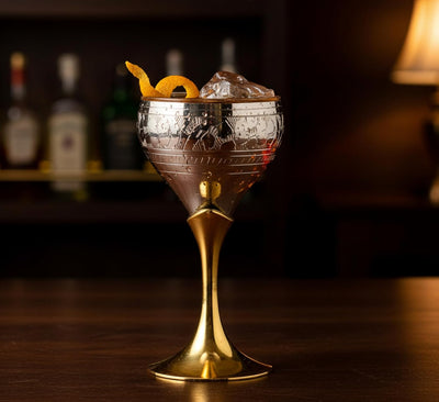 ESPLANADE Brass Engraved Wine Glass, Metal Goblet, Champagne Flutes, Royal Medieval Chalice Vintage Coupe, Diwali Gift, Wedding Anniversary Gift