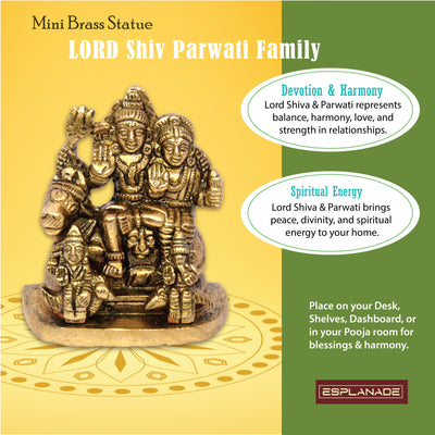 ESPLANADE Brass Shiv Parivar Idol Car Dashboard God Idol for Home for Desk Decor | Antique Decor Item | Home Decor Gift Showpieces