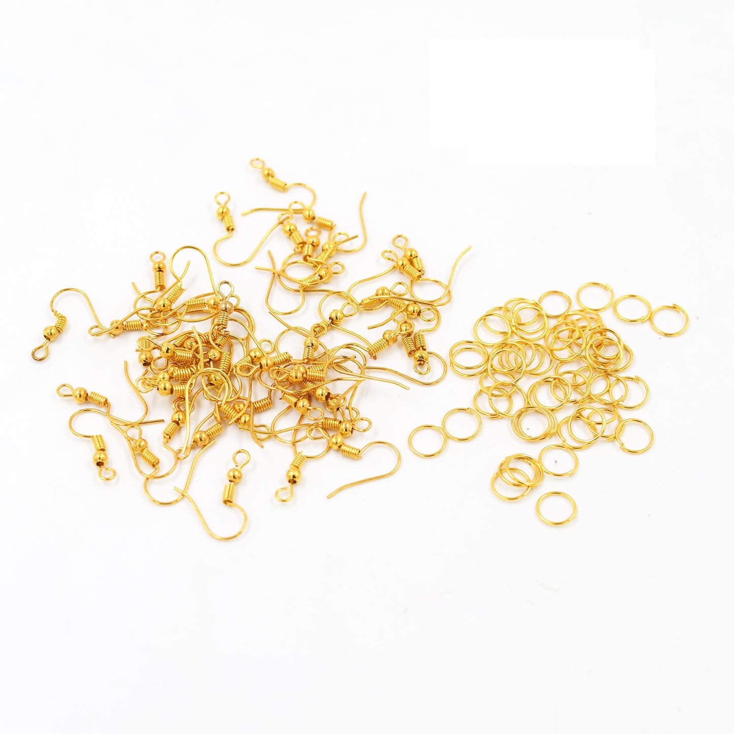 IVEI DIY Earring Hooks & Jump Rings for Jewellery Making – Bulk Pack | DIY Projects, Quilling & Craft | Ideal for Artists, Professionals, Kids (100 Silver+Golden)