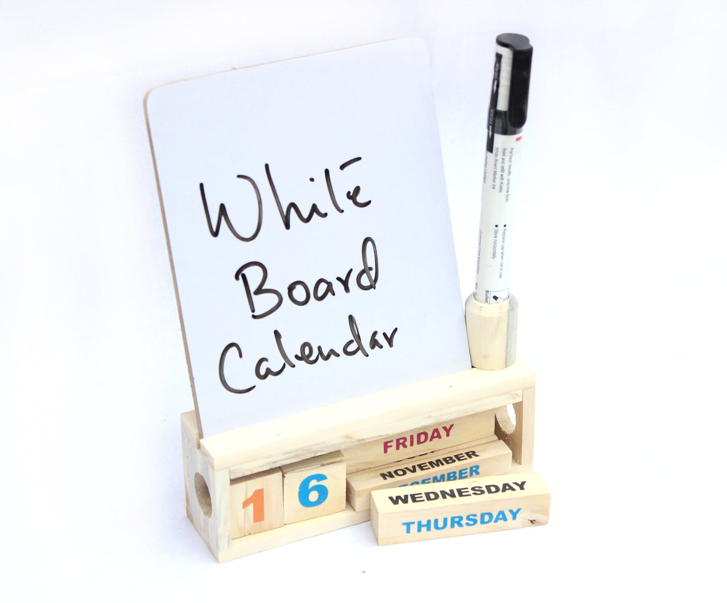 IVEI Wooden Endless Desk Calendar with White Board | Motivational Quote | Without Quote