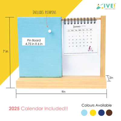 IVEI Warli Desk Calendar with Pin Board - Desk Organizer - Utility Desktop Calendar - Table Top Calendar Set - Desk Calendar Holder with Pin Board for Home, Office Desk Decor, Study Room
