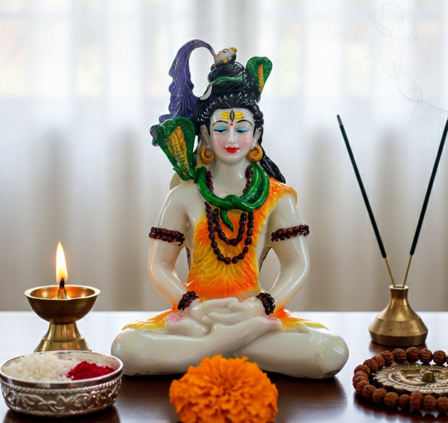 Esplanade Resin Shiva Shiv Adiyogi Natraj Idol Murti Figurine for Pooja at Home and mandir - 9" Inches - Multi